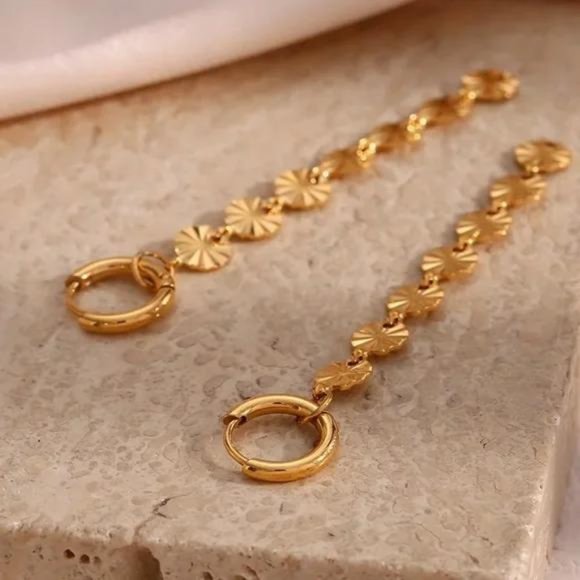 NEW TASSEL CHAIN 18K GOLD DANGLE DROP EARRINGS - Picture 5 of 6